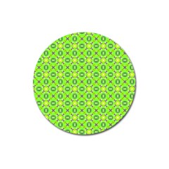 Vibrant Abstract Tropical Lime Foliage Lattice Magnet 3  (round) by DianeClancy