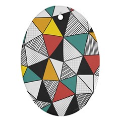 Colorful Geometric Triangles Pattern  Oval Ornament (two Sides) by TastefulDesigns