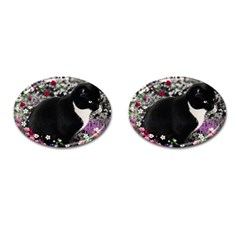 Freckles In Flowers Ii, Black White Tux Cat Cufflinks (oval) by DianeClancy