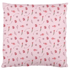 Cute Pink Birds And Flowers Pattern Large Cushion Case (two Sides) by TastefulDesigns