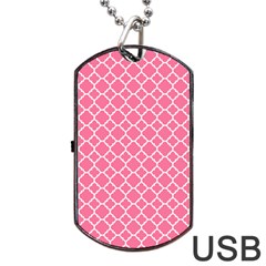 Soft Pink Quatrefoil Pattern Dog Tag Usb Flash (one Side) by Zandiepants