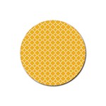 Sunny yellow quatrefoil pattern Rubber Coaster (Round) Front