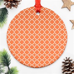 Tangerine Orange Quatrefoil Pattern Ornament (round)