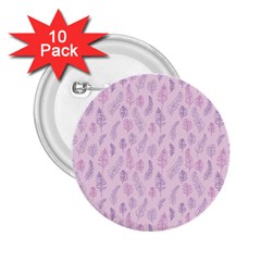 Whimsical Feather Pattern, Pink & Purple, 2 25  Button (10 Pack) by Zandiepants