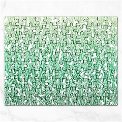 Green Ombre Feather Pattern, White, Jigsaw Puzzle (rectangular) by Zandiepants