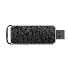 Grey Ombre Feather Pattern, Black, Portable Usb Flash (two Sides) by Zandiepants