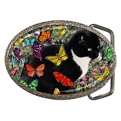 Freckles In Butterflies I, Black White Tux Cat Belt Buckles by DianeClancy