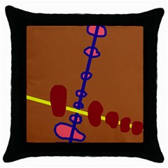 Brown Abstraction Throw Pillow Case (black)