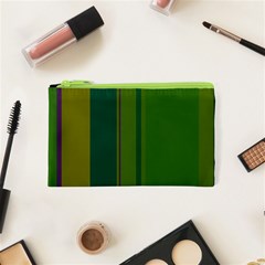 Green Elegant Lines Cosmetic Bag (xs) by Valentinaart
