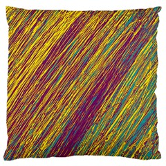 Yellow, Purple And Green Van Gogh Pattern Large Flano Cushion Case (two Sides) by Valentinaart