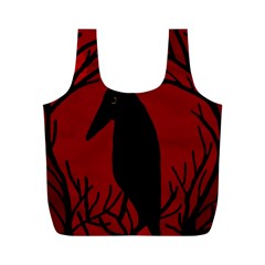 Halloween Raven - Red Full Print Recycle Bags (m)  by Valentinaart