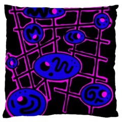 Blue And Magenta Abstraction Large Cushion Case (two Sides) by Valentinaart