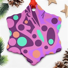 Purple And Green Decor Snowflake Ornament (2-side) by Valentinaart