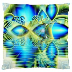 Crystal Lime Turquoise Heart Of Love, Abstract Large Flano Cushion Case (two Sides) by DianeClancy