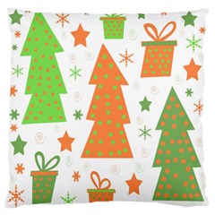 Christmas Design - Green And Orange Large Flano Cushion Case (two Sides) by Valentinaart
