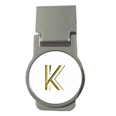 Monogrammed Monogram Initial Letter K Gold Chic Stylish Elegant Typography Money Clips (round)  by yoursparklingshop