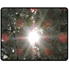 Sun Rays Through White Cherry Blossoms Double Sided Fleece Blanket (medium)  by picsaspassion