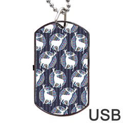 Geometric Deer Retro Pattern Dog Tag Usb Flash (one Side) by DanaeStudio