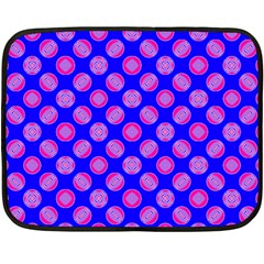 Bright Mod Pink Circles On Blue Fleece Blanket (mini) by BrightVibesDesign