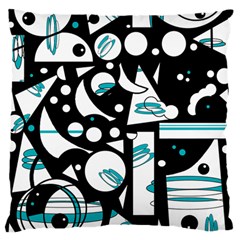 Happy Life - Blue Large Flano Cushion Case (two Sides) by Valentinaart