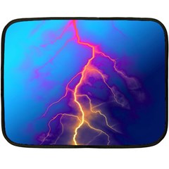 Lightning Colors, Blue Sky, Pink Orange Yellow Fleece Blanket (mini) by picsaspassion