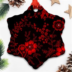 Small Red Roses Snowflake Ornament (2-side) by Brittlevirginclothing