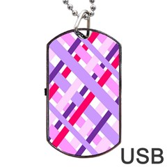 Diagonal Gingham Geometric Dog Tag Usb Flash (one Side)