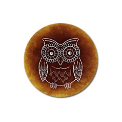 Owl Abstract Funny Pattern Magnet 3  (round)