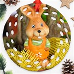 Easter Hare Easter Bunny Ornament (Round Filigree) Front