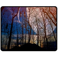 Full Moon Forest Night Darkness Double Sided Fleece Blanket (medium)  by Nexatart