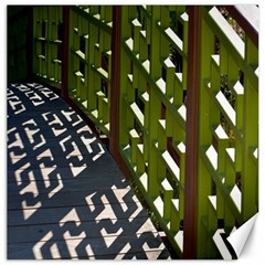 Shadow Reflections Casting From Japanese Garden Fence Canvas 16  X 16   by Nexatart
