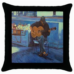 Man And His Guitar Throw Pillow Case (black) by digitaldivadesigns