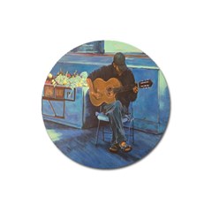 Man And His Guitar Magnet 3  (round) by digitaldivadesigns