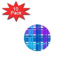Gingham Pattern Blue Purple Shades 1  Mini Buttons (10 Pack)  by Amaryn4rt