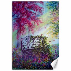Bench In Spring Forest Canvas 12  X 18  