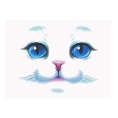 Cute White Cat Blue Eyes Face Double Sided Flano Blanket (mini)  by Amaryn4rt