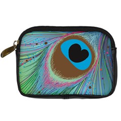 Peacock Feather Lines Background Digital Camera Cases by Simbadda