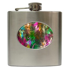 Fractal Texture Abstract Messy Light Color Swirl Bright Hip Flask (6 Oz) by Simbadda