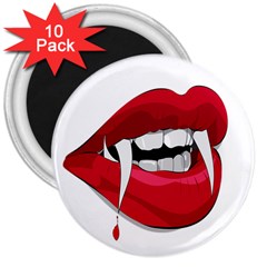 Mouth Jaw Teeth Vampire Blood 3  Magnets (10 Pack)  by Simbadda