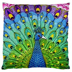 Peacock Bird Animation Large Flano Cushion Case (one Side) by Simbadda