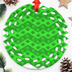 Shamrocks 3d Fabric 4 Leaf Clover Ornament (round Filigree) by Simbadda