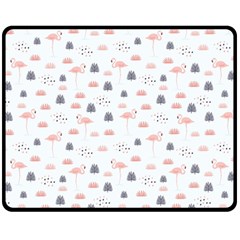 Cute Flamingos And  Leaves Pattern Double Sided Fleece Blanket (medium)  by TastefulDesigns