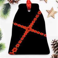 Red Fractal Cross Digital Computer Graphic Bell Ornament (two Sides) by Simbadda