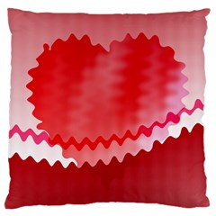 Red Fractal Wavy Heart Large Cushion Case (one Side) by Simbadda