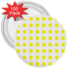 Polka Dot Yellow White 3  Buttons (100 Pack)  by Mariart