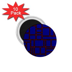 Line Plaid Red Blue 1 75  Magnets (10 Pack)  by Mariart