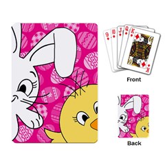 Easter Bunny And Chick  Playing Card by Valentinaart