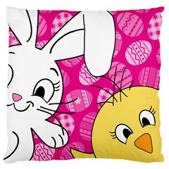 Easter Bunny And Chick  Large Cushion Case (two Sides) by Valentinaart
