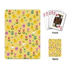 Easter - Chick And Tulips Playing Card by Valentinaart