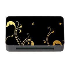 Golden Flowers And Leaves On A Black Background Memory Card Reader With Cf by Nexatart